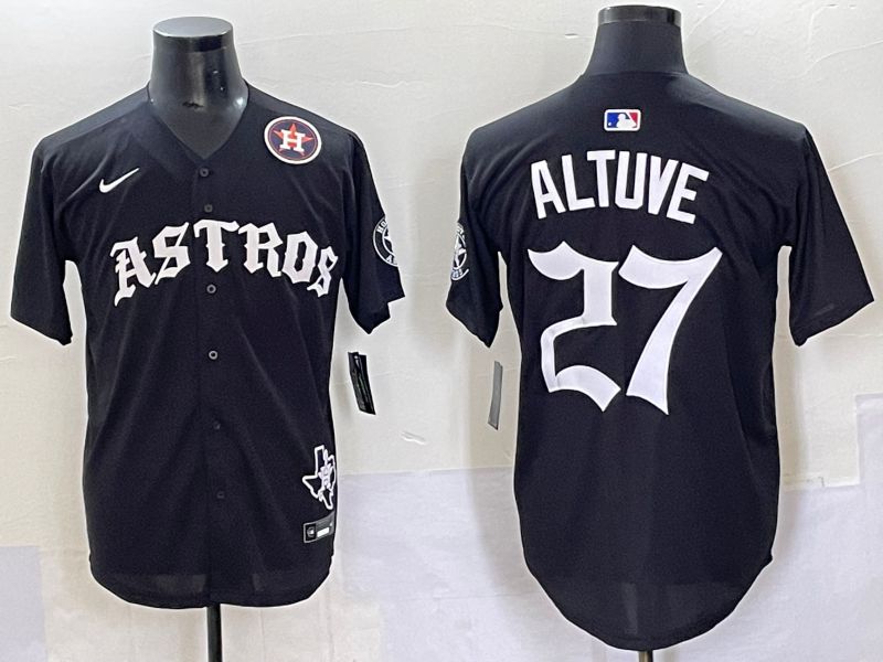 Men 2025 Houston Astros #27 Altuve Black Seven generations Joint Name Nike MLB Jersey style 11->houston astros->MLB Jersey